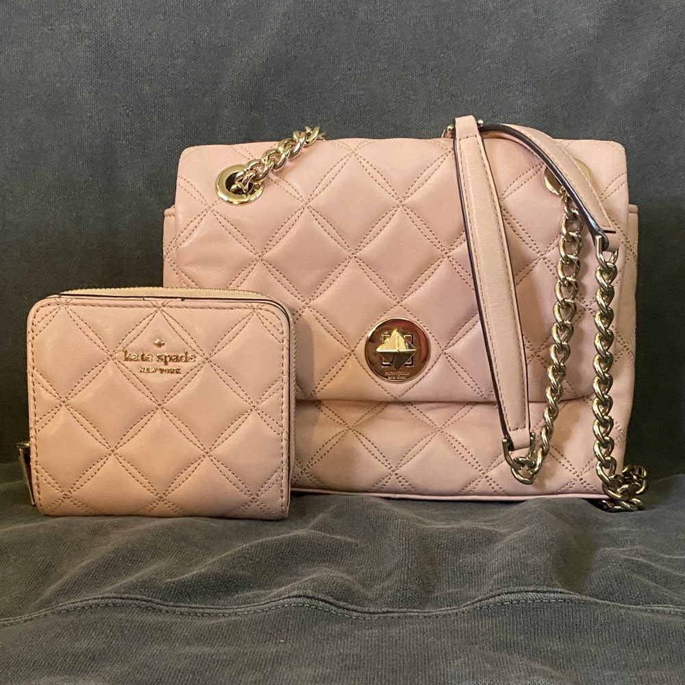 Kate Spade Blush Quilted Shoulder Bag and Wallet